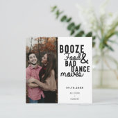 Booze Food & Bad Dance Moves Funny Date Foto Save The Date (Staand voorkant)