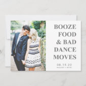 Booze Food Bad Dance Moves Funny Save the Date (Voorkant)