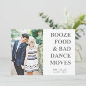 Booze Food Bad Dance Moves Funny Save the Date (Staand voorkant)