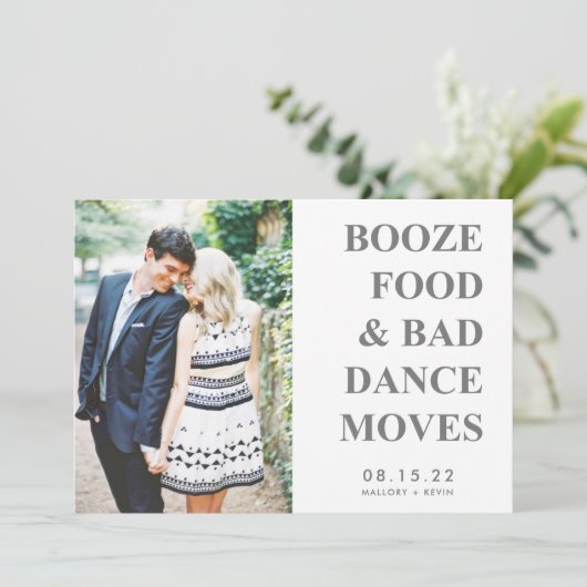 Booze Food Bad Dance Moves Funny Save the Date (Staand voorkant)