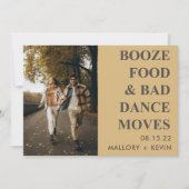 Booze Food Bad Dance Moves Funny Save the Date Kaart (Voorkant)