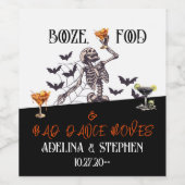 Booze Food Bad Dance Moves Gotische Bruiloft Skele Wijn Etiket (Enkel label)