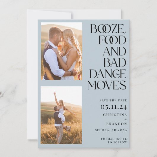 Booze Food Bad Dance Moves Photo Modern Save The Date (Voorkant)