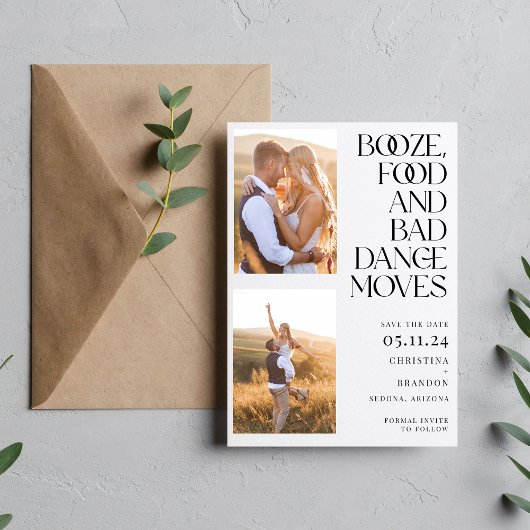 Booze Food Bad Dance Moves Photo Modern Save The Date