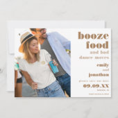 Booze Food Bad Dance Moves Photo QR Code Save The Date (Voorkant)