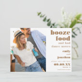 Booze Food Bad Dance Moves Photo QR Code Save The Date (Staand voorkant)