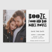 Booze, Food, Bad Dance Moves Photo Save the Date (Voorkant)
