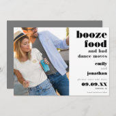 Booze Food Bad Dance Moves Photo Save the Date (Voorkant / Achterkant)