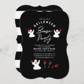 Booze Ghost Black White Halloween Party Invitation Kaart (Voorkant / Achterkant)