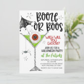 Booze of Boos Halloween Party Kaart (Staand voorkant)