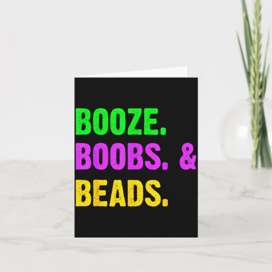Booze S Beads Funny Mardi Gras New Orleans Festiva Kaart (Voorkant)