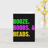Booze S Beads Funny Mardi Gras New Orleans Festiva Kaart (Gele Bloem)