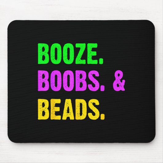 Booze S Beads Funny Mardi Gras New Orleans Festiva Muismat (Voorkant)