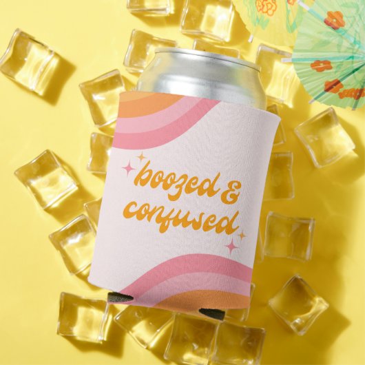 Boozed & Confused Groovy Roze & Sinaasappel Blikjeskoeler (Insitu Zomer)