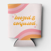 Boozed & Confused Groovy Roze & Sinaasappel Blikjeskoeler (Voorkant)