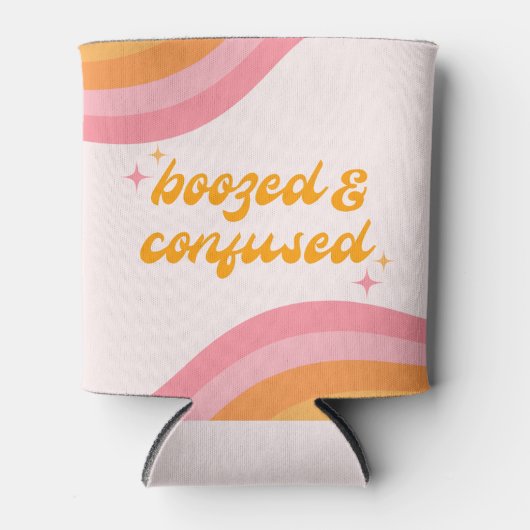 Boozed & Confused Groovy Roze & Sinaasappel Blikjeskoeler (Voorkant)