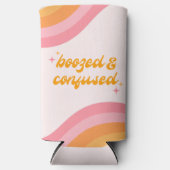Boozed & Confused Groovy Roze & Sinaasappel Seltzer Blikjeskoeler (Voorkant)