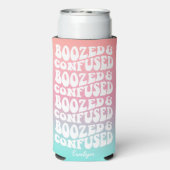Boozed Verward Retro Pink Aqua Bachelorette Seltzer Blikjeskoeler (Seltzer Achterkant)