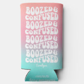 Boozed Verward Retro Pink Aqua Bachelorette Seltzer Blikjeskoeler (Achterkant)