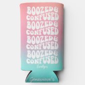 Boozed Verward Retro Pink Aqua Bachelorette Seltzer Blikjeskoeler (Voorkant)