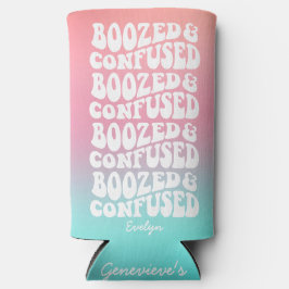 Boozed Verward Retro Pink Aqua Bachelorette Seltzer Blikjeskoeler