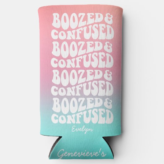 Boozed Verward Retro Pink Aqua Bachelorette Seltzer Blikjeskoeler (Voorkant)