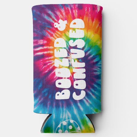 Boozed & Verwarde Tie Dye Bachelorette Party Favor Seltzer Blikjeskoeler (Voorkant)