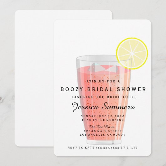 Boozy Bridal Shower Uitnodiging (Voorkant / Achterkant)