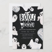 Boozy Ghost Halloween Party Uitnodiging (Voorkant)