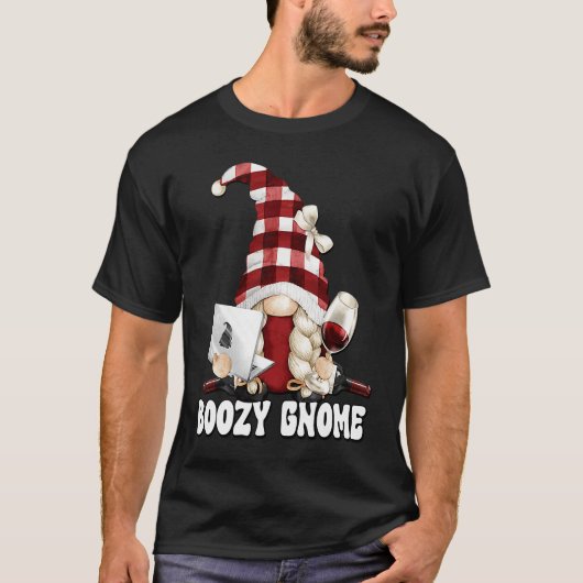 Boozy Gnome Graphic For Women Work And Drinking Wi T-shirt (Voorkant)