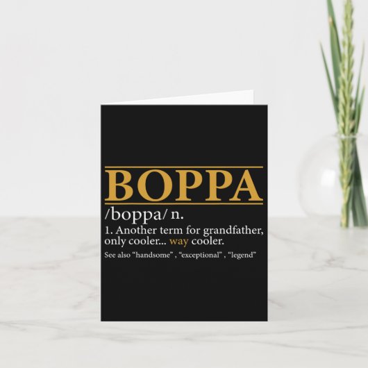 Boppa Definitie Vaderdag Cadeau Opa Cadeau Kaart (Voorkant)