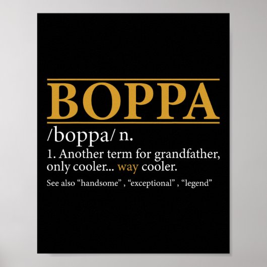 Boppa Definitie Vaders Dag Gift Opa Gift Poster (Voorkant)