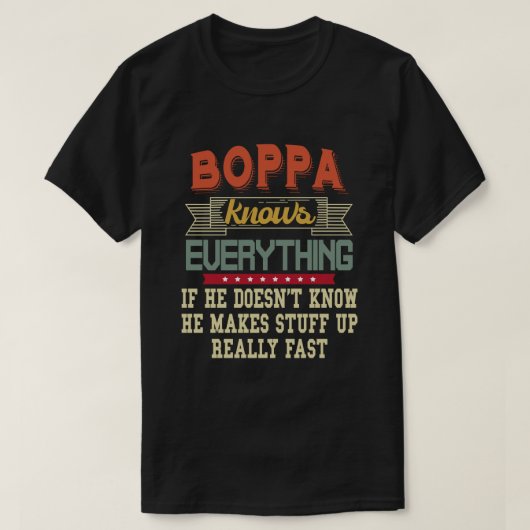 Boppa kent alles Funny Grandpa Gift T-shirt (Design voorkant)
