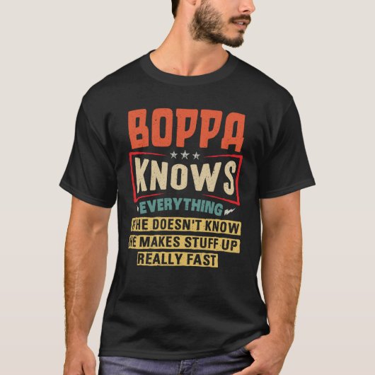 Boppa kent alles Funny Grandpa Gift T-shirt (Voorkant)