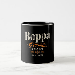 Boppa omdat opa voor oude jongens grappig is tweekleurige koffiemok