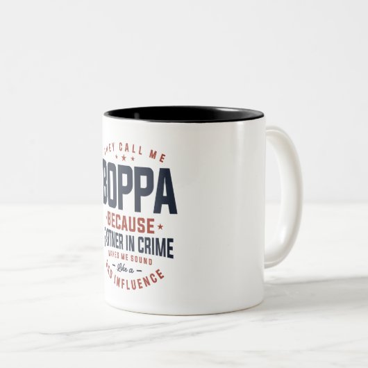 Boppa omdat partner in misdaadontwerp tweekleurige koffiemok (Voorkant rechts)