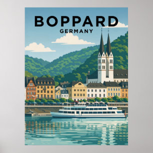 Boppard Duitsland Reis Oude Afdruk Poster