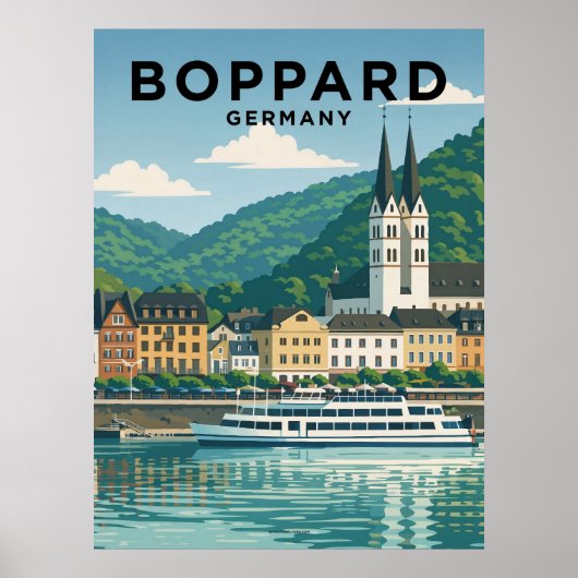 Boppard Duitsland Reis Oude Afdruk Poster (Voorkant)