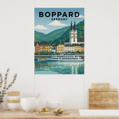 Boppard Duitsland Reis Oude Afdruk Poster (Keuken)