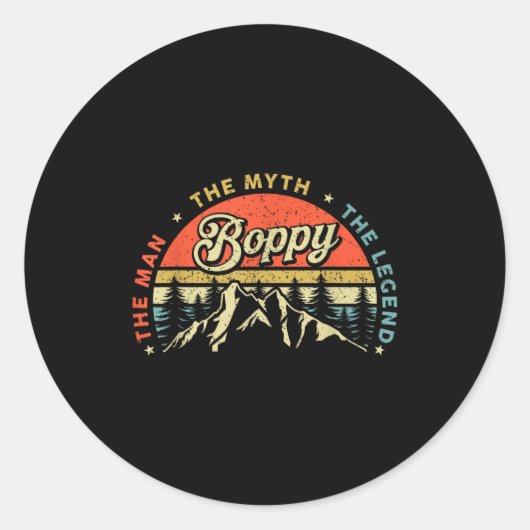 Boppy Man Myth Legend Funny Father's Day Grandpa M Ronde Sticker (Voorkant)