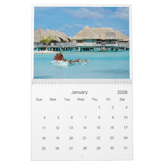 Bora Bora 20XX kalender voor landschapsfotografie (Jan 2026)