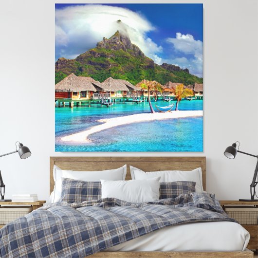 ฺBora Bora Beach Canvas Afdruk (Insitu (Slaapkamer))