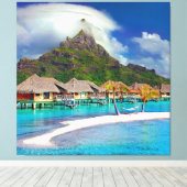 ฺBora Bora Beach Canvas Afdruk (Insitu (Houten vloer))