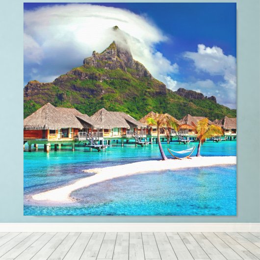 ฺBora Bora Beach Canvas Afdruk (Insitu (Houten vloer))