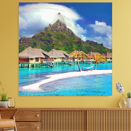 ฺBora Bora Beach Canvas Afdruk (Insitu (Woonkamer))