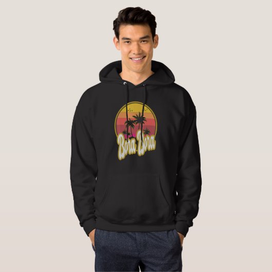 Bora Bora Beach Retro Sunset Hoodie (Voorkant volledig)