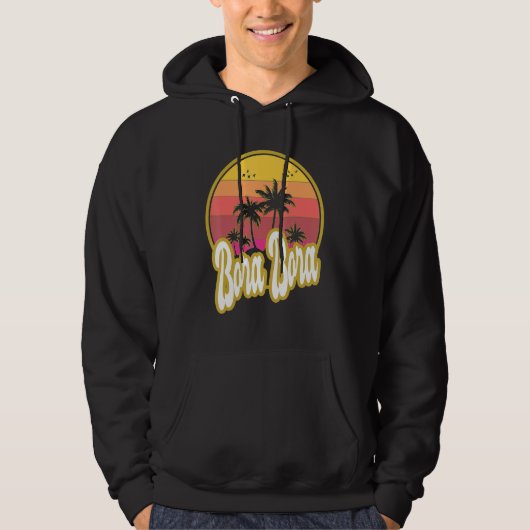 Bora Bora Beach Retro Sunset Hoodie (Voorkant)