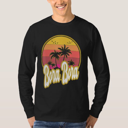 Bora Bora Beach Retro Sunset T-shirt (Voorkant)