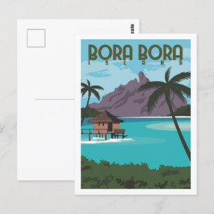 Bora Bora Beroemde Reisplaats Illustratie Briefkaart