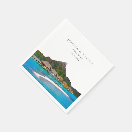 Bora Bora Bruiloft Aangepaste foto Cocktail servet (Hoek)